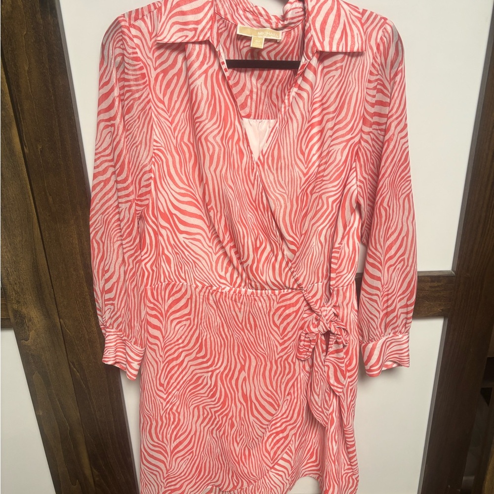 MICHAEL Michael Kors Pink Wrap Blouse with Notched Collar